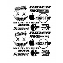 Стікерпак комплект наклейок для мото RIDER Чорний Стікерпак комплект наклейок для мото RIDER Чорний