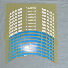Світловідбивні смужки безпеки на обід колеса мотоцикла Combined Kawasaki Сині/Білі