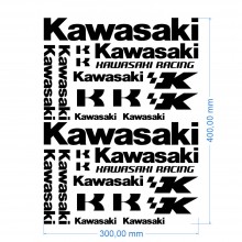 Стікерпак подвійний комплект наклейок KAWASAKI Чорний Глянець