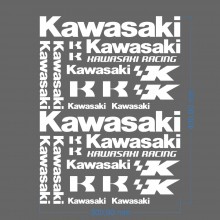 Стікерпак подвійний комплект наклейок KAWASAKI Білий Глянець