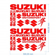 Стікерпак подвійний комплект наклейок SUZUKI Червоний Глянець