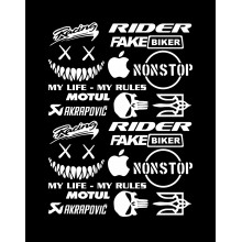 Стікерпак комплект наклейок для мото RIDER Білий