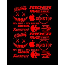 Стікерпак комплект наклейок для мото RIDER Червоний Стікерпак комплект наклейок для мото RIDER Червоний