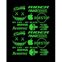 Стікерпак комплект наклейок для мото RIDER Зелений